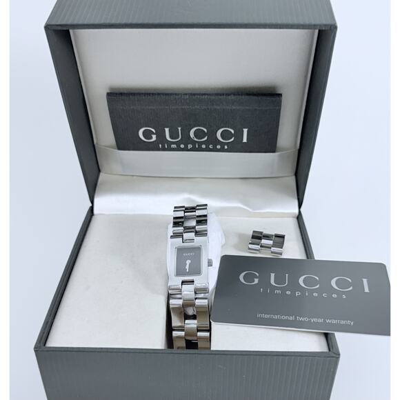 Gucci 2305L Women’s Stainless Steel Watch w/ Box & Papers Extra Links Swiss - Picture 1 of 9